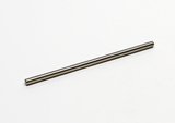 Das Bild zeigt einen langen, schlanken Metallstab, der auf einer weißen Oberfläche liegt. Er könnte als Experimentiermaterial in naturwissenschaftlichen Bildungseinrichtungen verwendet werden.