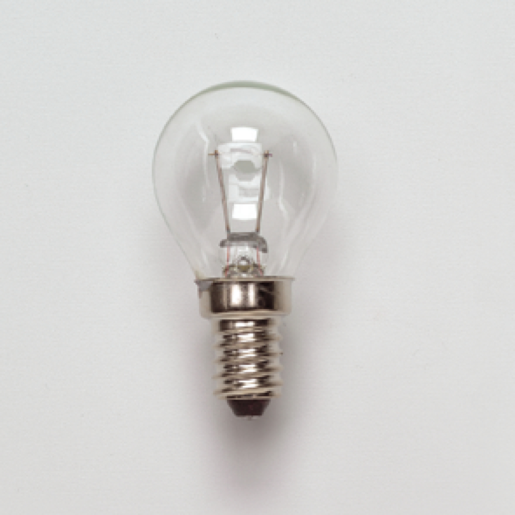 Eine Glühbirne mit einer klaren Glasoberfläche und einer metallischen Fassung ist abgebildet. Sie zeigt das klassische Design einer Glühbirne, die häufig in experimentellen und schulischen Anwendungen verwendet wird.